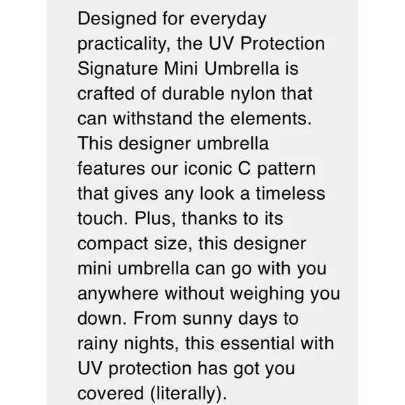 Coach Uv Powder Pink Signature Mini Umbrella NWT - Picture 6 of 6